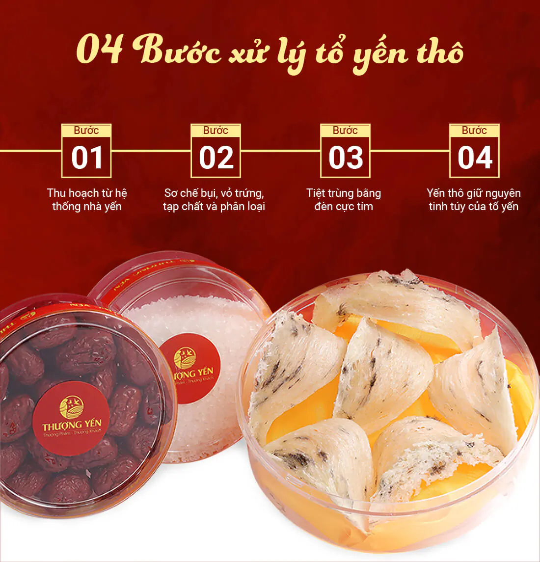 4 bước xử lý tổ yến thô